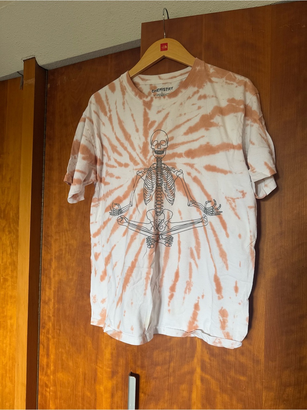 Chemistry White and Orange Tie-Dye Skeleton Graphic Tee - Men
